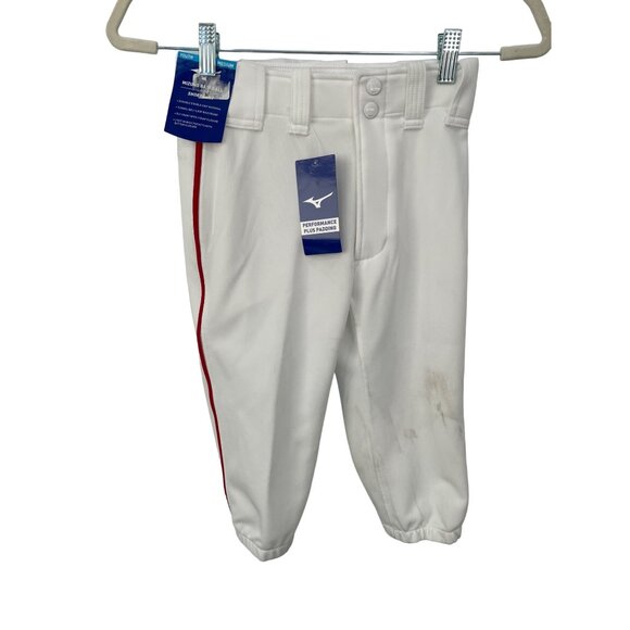 Mizuno Short Baseball Pant Youth M White Red Polyester Athleisure Sportswear NEW - Picture 1 of 11
